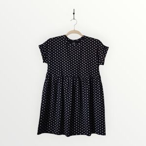 Vineyard Vines Girls Dress M 10–12 Navy White Polka Dot Short Sleeve Fit & Flare